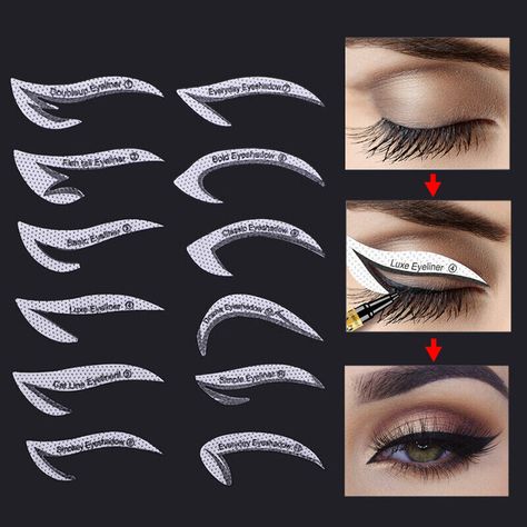 Eyeliner Practice Sheet, Makeup Stencils Templates, Eye Makeup Template, Eyeliner Template, Eyeliner Stencils, Makeup Template, Eye Makeup Stencil, Eye Stencil, Makeup Stencils