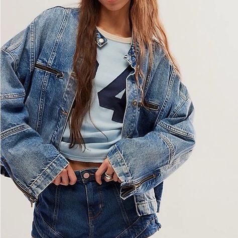 We The Free Dia Denim Moto Jacket Denim Moto Jacket, Moto Style, Moto Jacket, Denim Fashion, Jean Coat, Jean Jacket, Denim Jacket, Jackets For Women, Size Large