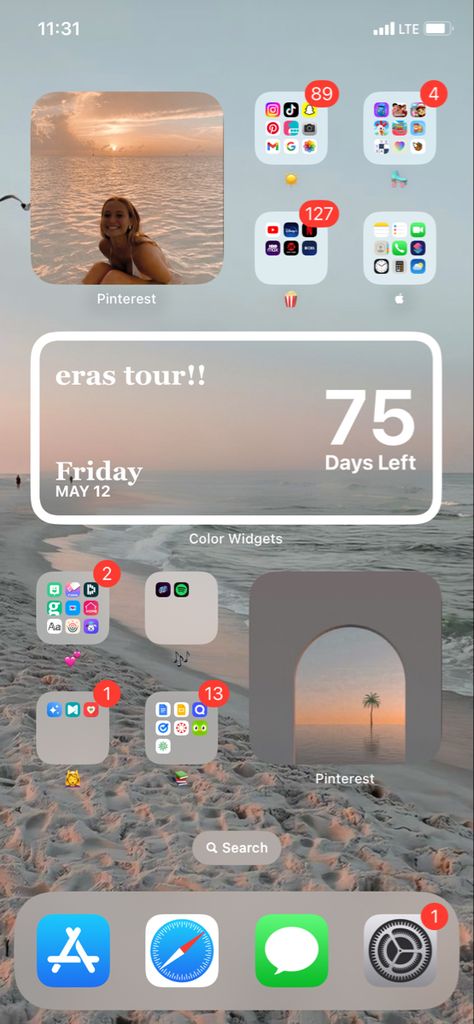 Iphone 15 Layout Ideas, Iphone Background Ideas Ios 16, Sunset Homescreen Layout, Summer Phone Organization, Beach Ios 16, Background Iphone Ios 16, Aesthetic Ios Lockscreen, Summer Widgetsmith Ideas, Phone Layout Ideas Summer