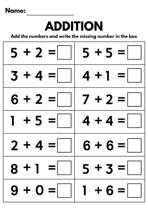 Simple Addition Worksheets Free, Fill In The Blanks Worksheets, Driving Basics, Kindergarten Math Worksheets Free, Math Addition Worksheets, 4th Grade Math Worksheets, Basic Addition, Math Sheets, 1st Grade Math Worksheets