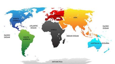 The world has seven continents. They are Africa, Antarctica, Asia, Australia/Oceania, Europe, North America, and South America. Continents Of The World, World Map Continents, Geography For Kids, Continents And Oceans, All Continents, Wallpaper High, Teaching Geography, Geography Map, Geography Lessons