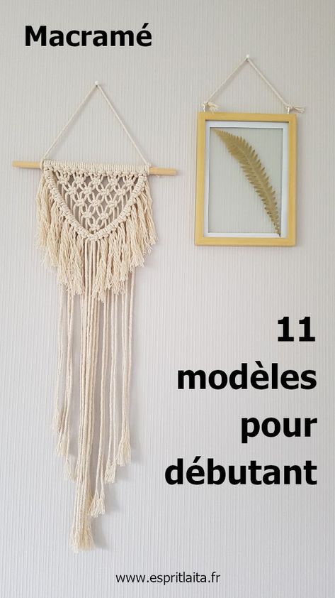 11 modèles de macramé facile à reproduire même par un débutant - macramé mural et suspension Easy Macrame Knots, Arte Wallpaper, Easy Macrame, Macrame Wall Hangings, Plant Hanging, Macrame Mandala, Macrame Wall Hanging Patterns, Noel Diy, Macrame Hanger