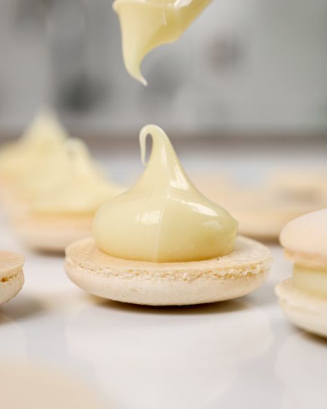 White Chocolate Macarons, White Chocolate Ganache Recipe, Ganache Macaron, Macaroon Filling, Cream Ganache, Best White Chocolate, Macaron Filling, Chocolate Macarons, Ganache Filling