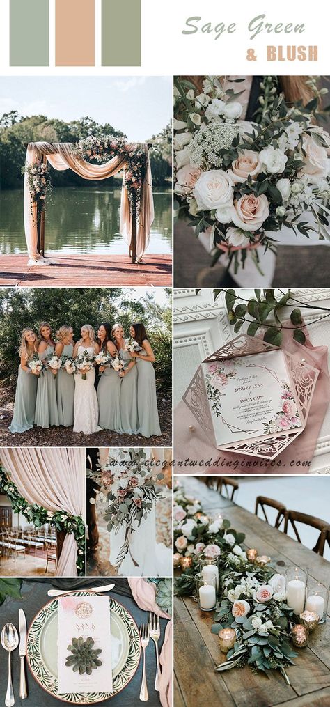 Teal And Dusty Rose Wedding, Sage Green And Blush Wedding, Blush Wedding Colors, Spring Summer Wedding, Wedding Color Ideas, Flowers Images, Sage Wedding, Spring Wedding Colors, Sage Green Wedding