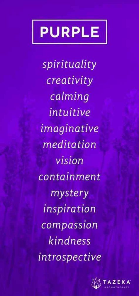 "Purple: spirituality, creativity, calming, intuitive, imaginative, meditation, vision, containment, mystery, inspiration, compassion, kindness, introspective." Colour Psychology, Purple Quotes, Inspirerende Ord, Fina Ord, Color Meanings, Violet Color, Purple Reign, Purple Love, All Things Purple