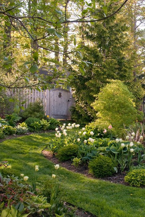 Horizontal space is at a premium in many of the best small backyard ideas. That's why it's good to look for shrubs and trees that max out interest as they grow up, not out. #gardenideas #landscapingideas #backyardideas #smallyardideas #bhg Shaded Garden, House Farm, Desain Lanskap, Magic Garden, Backyard Garden Design, Garden Cottage, Shade Garden, Backyard Landscaping Designs, Dream Garden