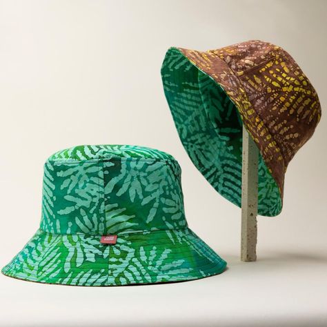 Funky Bucket Hats, Palm Prints, Beach Bucket Hat, Two Is Better Than One, Bucket Hat Pattern, Reversible Bucket Hat, Shorter Hair, Big Curls, Bucket Cap