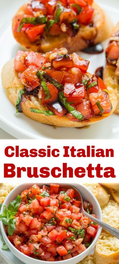 Authentic Italian Bruschetta! Learn how to make a crowd-pleasing tomato bruschetta. The parmesan toasts and drizzle of balsamic make these irresistible. Italian Bruschetta Recipe, Bruschetta Recept, How To Make Bruschetta, Classic Bruschetta, Tomato Appetizers, Italian Bruschetta, Colombian Cuisine, Tomato Bruschetta, No Cook Appetizers