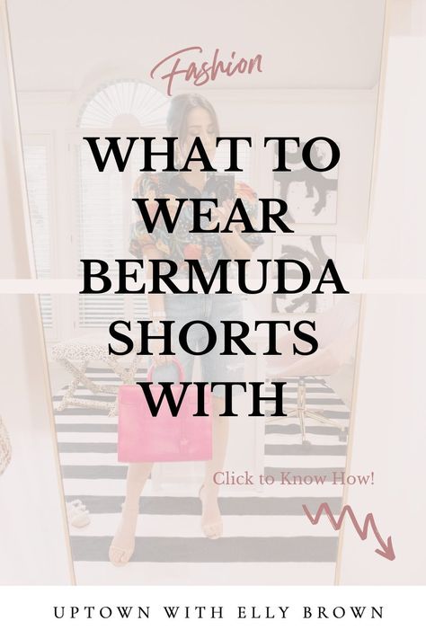 The return of Bermuda shorts is here! Uptown with Elly Brown shows you how to style bermuda shorts. Look through these cute and trendy bermuda short outfit ideas- like how to wear them casually, how to dress up bermuda shorts, and how to pair them with a blazer or heels. Follow Uptown With Elly Brown for more summer outfit ideas! White Bermuda Shorts Outfit, Bermuda Shorts Outfit Women, Bermuda Shorts Outfit Summer, Beige Shorts Outfit, Denim Bermuda Shorts Outfit, How To Wear Bermuda Shorts, How To Style Bermuda Shorts, Style Bermuda Shorts, Bermuda Shorts Outfit