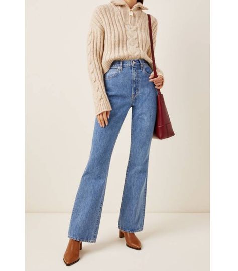 The Under-the-Radar Denim Brands to Know: | Who What Wear UK Flare Jeans Winter, Charlotte Jeans, Flared Jeans Outfit Fall, Flair Jeans Outfit, Flare Jean Outfit, Bootcut Jeans Outfit, Popular Jeans, Inspirational Outfits, Flare Jeans Outfit