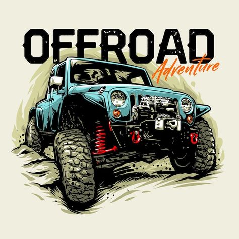 Offroad adventure car graphic illustrati... | Premium Vector #Freepik #vector #jeep #offroad-car #jeep-car #offroad Car Design Ideas, Car Nature, Transport Illustration, Jeep Art, Truk Besar, Illustration Kunst, Vector Car, Adventure Car, Monkey Design