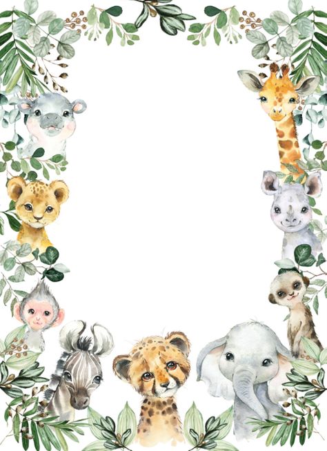 Safari Theme Background, Jungle Theme Background, Safari Invitation Template Free, Safari Animals Printables, Jungle Safari Baby Shower Ideas, Wild Animal Baby Shower, Gray Safari Nursery, Baby Quiz, Cute Safari Animals