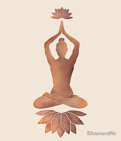 Lotus Pose Yoga Digital Watercolor  by Bloomandflo | Redbubble Strong Women, Yoga Poses, Watercolour Woman, Lotus Pose Yoga, Lotus Pose, Pose Yoga, Woman Silhouette, Digital Watercolor, Golden Brown