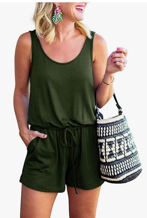 Loose one piece short jumpsuit playsuit romper with front slant pockets, scoop neck, stretchy and supper comfy and stylish which is what your closet is missing and is very popular among web celebrities. Straps Jumpsuit, Loose Jumpsuit, Tie Shorts, Sleeveless Jumpsuit, Rompers Womens Jumpsuit, Short Jumpsuit, Sleeveless Jumpsuits, Sleeveless Tank Top, Rompers Women