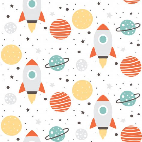 Cute space seamless pattern design | Premium Vector #Freepik #vector Kids Pattern Design, Password Book, Space Pattern, Idee Cricut, Cute Patterns, Seamless Pattern Design, Space Party, Baby Themes, Vintage Space