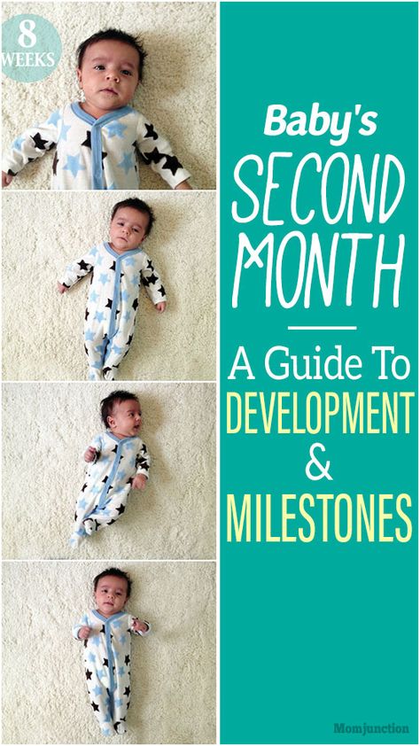 2-Month-Old’s Developmental Milestones - A Complete Guide : Your two-month-old now pays attention to faces, turns head towards a sound, and for the first time smile at familiar faces. There is even a substantial gain in physical growth. But, that is not all. There is so much more a 2-month-old baby can do. MomJunction gives you a detailed insight, along with a few red flags you must look out for. #kids #baby #babyhealth #adviceformoms #kidsandparenting #parents 2 Month Baby Milestones, 7 Week Old Baby, Baby Developmental Milestones, Two Month Old Baby, Baby Development Milestones, Baby Development Activities, 2 Month Baby, 2 Month Old Baby, 5 Month Old Baby