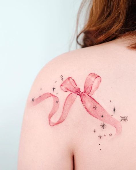 Pink Tattoos For Women, Pink Tattoos, Back Tattoos For Women, Tattoos For Women With Meaning, Crane Tattoo, Our Mindful Life, Butterfly Back Tattoo, Upper Back Tattoos, Pink Tattoo