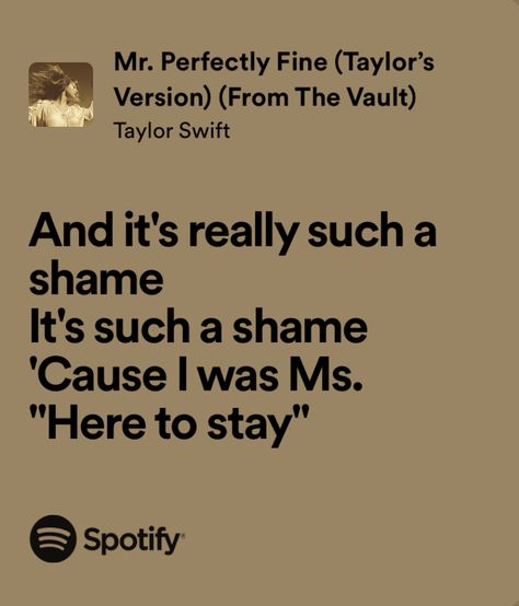 Mr Perfectly Fine Taylor Swift Lyrics Spotify, Mr Perfectly Fine Taylor Swift Lyrics, Mr Perfectly Fine Taylor Swift, Mr Perfectly Fine, Music Girl, Taylor Lyrics, Swift Lyrics, Quotes Lyrics, Music Taste