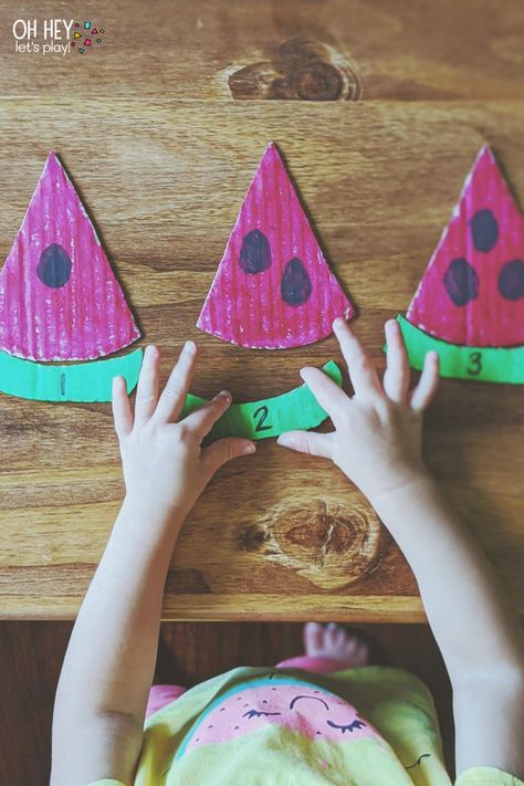 Watermelon Activities for Toddlers and Preschoolers — Oh Hey Let's Play Strawberries Preschool Activities, Summer Fruit Activities For Toddlers, Picnic Activities For Preschool, Summer Themes For Preschool, Watermelon Day Activities, Daycare Inspiration, Watermelon Activities, Tk Classroom, Math Manipulative