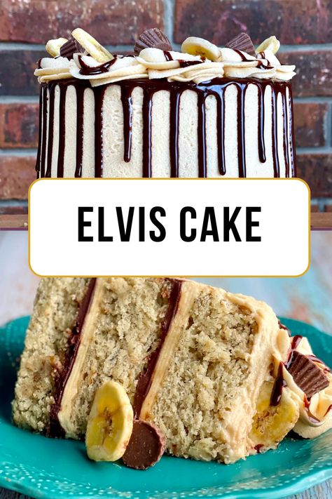 Elvis Cake, Cake With Peanut Butter Frosting, Moist Banana Cake, Unique Cakes Recipes, Peanut Butter Buttercream, I Lost 100 Pounds, Ganache Filling, Cake Banana, Peanut Butter Frosting