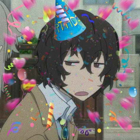 Dazai Happy Birthday, Happy Birthday Dazai, Anime Birthday Wishes, Dazai Osamu Birthday, Birthday Anime Pfp, Anime Happy Birthday To You, Anime Birthday Icon, Anime Birthday Pfp, Happy Birthday Pfp