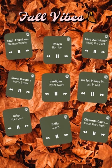 Aesthetic Fall Playlist Cover, Autumn Music Aesthetic, Cozy Fall Playlist, Fall Spotify Playlist Covers Aesthetic, Fall Aesthetic Spotify Cover, Autumn Music Playlist, Fall Vibes Playlist, Fall Playlist Songs, Autumn Songs Playlist