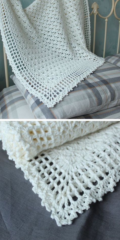 Crocheted Bedspreads Pattern, Baby Blankets Crochet Pattern, Crochet Filet Blanket Patterns, Free Crochet Patterns Baby Blankets, One Color Baby Blanket Crochet, Heirloom Blanket Crochet, Feminine Crochet Blanket, Delicate Crochet Baby Blanket, Baby Afghan Crochet Patterns Free Chevron Blanket