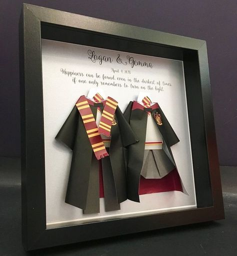 Harry Potter frame as a wedding or anniversary gift! (perfect for a first anniversary gift, as its the paper anniversary!) Harry Potter fans will love it! Harry Potter Wedding Gift, Harry Potter Wedding Gifts, Harry Potter And Hermione, First Anniversary Paper, Cumpleaños Harry Potter, Harry Potter Wedding Theme, Festa Harry Potter, Anniversaire Harry Potter, Theme Harry Potter