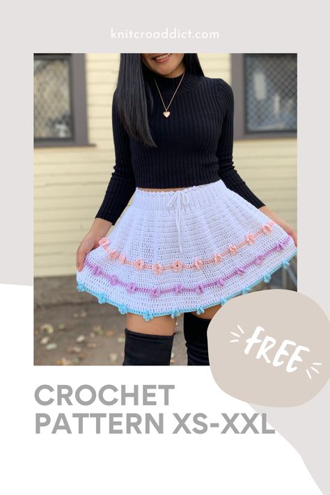 Skater Skirt Pattern, Flared Skirt Pattern, Skirt Pattern Free, Skirt Crochet, Crochet Skirt Pattern, Crochet Bottoms, Crochet Skirts, Skirt Tutorial, Crochet Circles