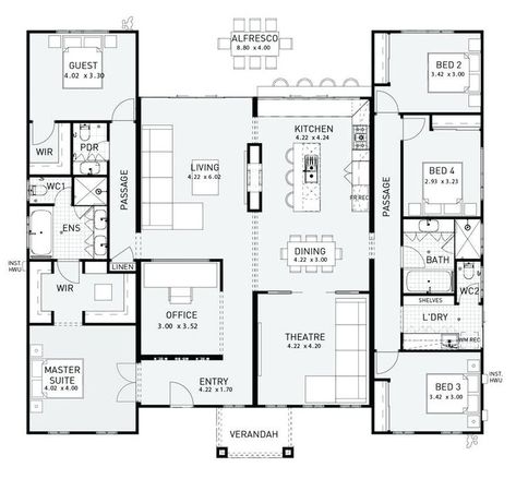 Floor Plan Friday: 6 Bedrooms DBE Pelan Lantai Rumah, 1 Bedroom House Plans, 6 Bedroom House Plans, Autocad Revit, 5 Bedroom House Plans, Modular Home Floor Plans, Modern Floor Plans, 6 Bedroom House, Garage House Plans