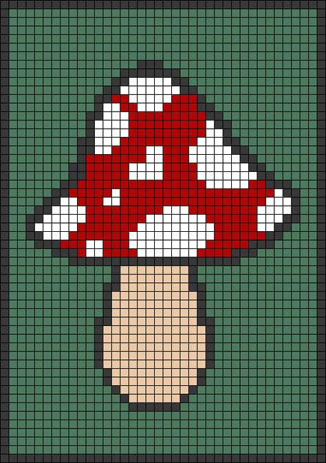 Crochet Heart Pixel Pattern, Crochet 2d Mushroom, Crochet Grid Patterns Mushroom, Tapestry Crochet Mushroom, Plastic Canvas Mushroom Patterns, Crochet Tapestry Mushroom, Crochet Mushroom Tapestry Pattern Free, Mushroom Pixel Pattern, Mushroom Crochet Square