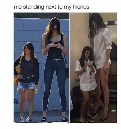 19 Things That Happen To Tall Girls All The Time Short People Memes Funny, Short Girl Memes Funny, Short And Tall Friends, Tall X Short, Short Girl Aesthetic, Tall Women Aesthetic, Short People Memes, Tall Girl Quotes, Girl Problems Funny