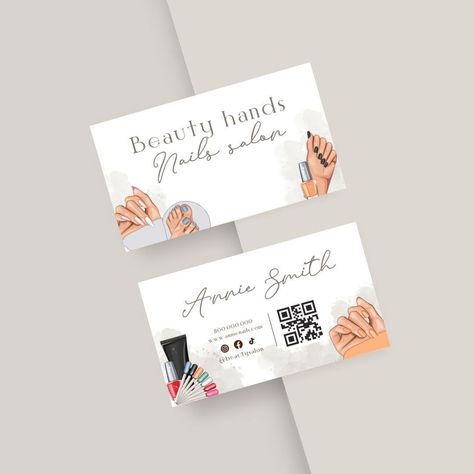 Editable and Printable Nail Tech Business car Nail Tech Business Cards With Qr Code, Nail Tech Cards, Nail Business Cards Ideas, Nail Cards Business, Business Cards Nails, Nails Business Cards, Nail Business Cards, Nail Business Card, Nail Tech Business