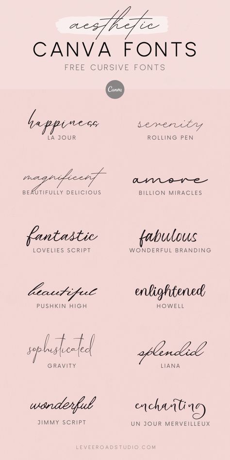 Add a chic and stylish touch to your designs with Canva's collection of free cursive fonts. From sophisticated invitations to trendy branding materials, these fonts are perfect for making a statement. Check out our guide to using these fonts effectively in your designs. Get more font alphabets, Canva font collections, calligraphy fonts alphabets, easy to write fonts, best fonts and calligraphy ideas, wedding fonts, and lettering fonts at leveeroadstudio.com! Fonts For Blogs, Calligraphy Canva Font, Calligraphy Alphabet Aesthetic, Handwriting Canva Font, Rustic Canva Fonts, Journaling Font Ideas, Journal Writing Fonts, Western Fonts Canva, Canva Free Font Pairing