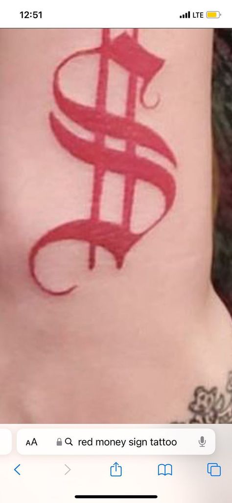 Tupac Stomach Tattoo, Money Sight Tattoo, Money Sign Tattoo Design, Red Money Sign Tattoo, Dollar Sign Tattoo Design, Small Money Tattoo, Money Symbol Tattoo, Money Sign Tattoo, Dollar Sign Tattoo