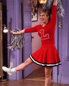 Rachel cheerleading outfit Green Cheerleader, Cheerleader Outfit, Rachel Friends, Rachel Green Outfits, Spirit Week Outfits, Friend Costumes, Outfits Fiesta, Cheerleading Outfits, Friends Party