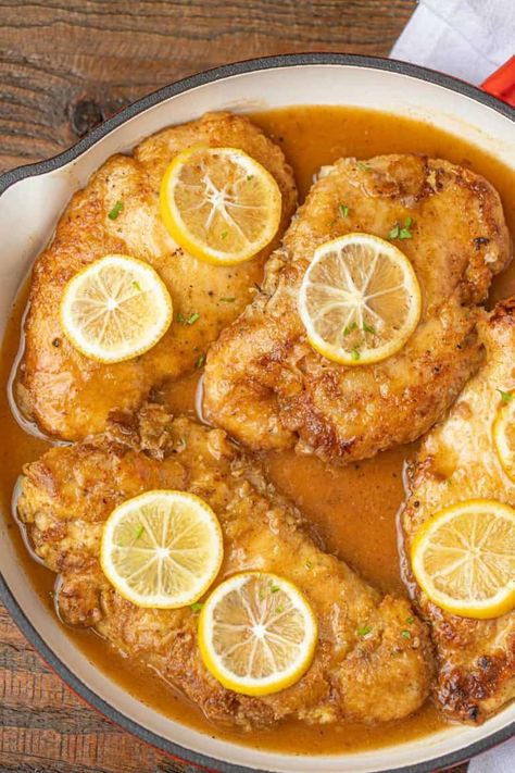 Chicken Francese is an easy "gourmet chicken" recipe pan fried in an egg wash with a delicious white wine and butter lemon sauce. #chicken #chickenfrancese #francese #gourmetchicken #lemonchicken #dinner #easyrecipes #dinnerthendessert Easy Chicken Francese, Egg Wash Recipe, Chicken Francaise Recipe, Chicken Francese Recipe, Baked Orange Chicken, Easy French Recipes, White Wine Chicken, Chicken Francese, Gourmet Chicken