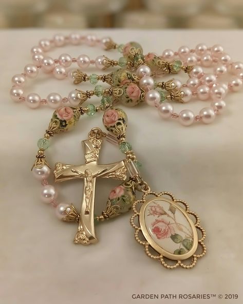 Catholic Rosary, Crystal Pearls, Rosary, Swarovski Crystal, Solid Brass, Catholic, Brass, Pendant