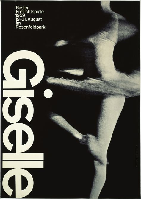 Armin Hofmann. Giselle, Basler Freilichtspiele. 1959 | MoMA Ulm, International Style, Armin Hofmann, International Typographic Style, Modern Magazine, Graphic Design Style, Swiss Style, Plakat Design, Swiss Design