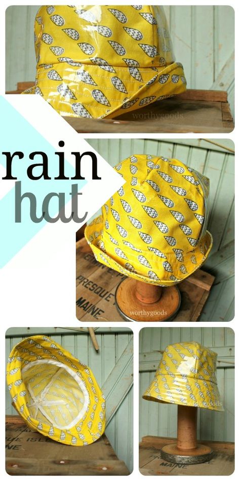 This makes me smile. I think it's the combination of yellow and cute overload. Now you know what playtime in the studio looks like. I used Static in yellow from the organic Monsterz collection by C... Rain Hat Pattern, Rain Bonnet, Hat Sewing, About Rain, Hat Template, Hat Tip, Sewing Hats, Hat Patterns Free, Rain Hat