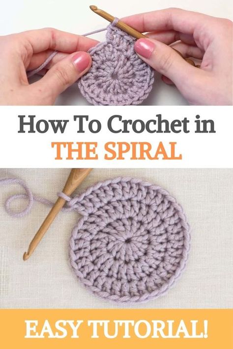 How To Crochet Rounds, Continuous Spiral Crochet Blanket, Easy Circle Crochet Pattern, Crochet Continuous Rounds, Round Spiral Crochet Pattern, Beginner Crochet Circle, Spiral Stitch Crochet, Crochet A Circle Pattern, How To Crochet A Spiral Circle