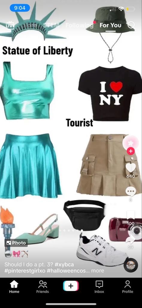 I Love Ny Costume, Lady Liberty Halloween Costume, Statue Of Liberty And Tourist Costume, Around The World Costume Ideas, Pitch Perfect Costume, Tourist Halloween Costume, Lady Liberty Costume, Statue Of Liberty Costume, Tourist Costume