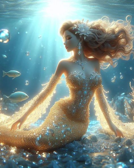 𝐺𝑜𝑙𝑑𝑒𝑛 𝑀𝑎𝑟𝑚𝑎𝑖𝑑 (2/2) 🧜‍♀️ #art #cute #beautiful #digitalart #aiart #ai #fantasy #stary #follow #follow4more #comment #like #share #fairytale #artwork #fantasy #follow #mermaid Mermaid Artwork Fantasy, Mermaid Ethereal, Fairytale Artwork, Golden Mermaid, Natural Form Art, Mermaid Artwork, Artwork Wallpaper, Mermaid Vibes, Fantasy Mermaid