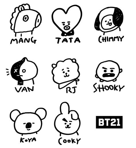 BT21 BTS Bts Tattoos, Hiasan Bilik, Wallpaper Bts, Kpop Drawings, Mini Drawings, Bts Drawings, Line Friends, Bts Chibi, Bts Fans