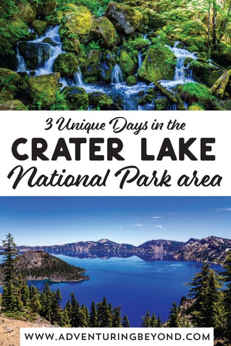 Best way to spend 3 days in the Crater Lake National Park area, including waterfall hikes in the Umpqua National Forest and a visit to Lava Beds National Monument. This area has an amazing variety of sights to see! www.adventuringbeyond.com #nationalparkswithkids #craterlake #getoutside #nps #travelwithkids #MyNationalParks #familytravel Umpqua National Forest, Crater Lake Lodge, Adventure Goals, Crater Lake Oregon, Oregon Trip, Medford Oregon, Craters Of The Moon, Klamath Falls, Rv Trip