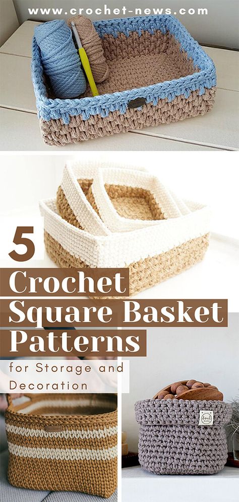 We prepared a list of crochet square basket pattern for our fellow crafters who can’t seem to get rid of their mess! If you’re one of them, you better check it out.Aside from keeping your clutter hidden from your sight, crochet square baskets also double as home decor. They will definitely look perfect in your living room or even as an organizer on your shelves and drawers! #CROCHET Crochet Square Basket, Crochet Storage Baskets Free Pattern, Crochet Storage Baskets Free, Zpagetti Crochet, Organize Your Room, Basket Patterns, Square Basket, Crochet Organizer, Crochet Storage Baskets