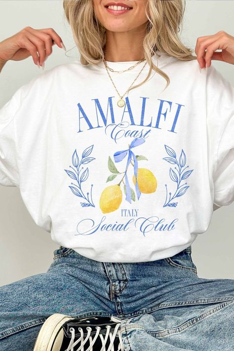 Amalfi Coast Tee Graphic Design T Shirt, Ron Jon, Amalfi Coast Italy, Oversized Graphic Tee, Cute Graphic Tees, Trendy Top, The Amalfi Coast, Graphic Tee Design, Comfort Colors Tee