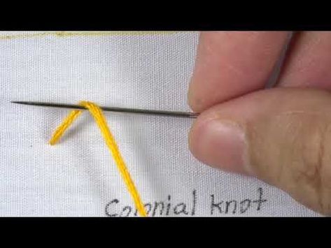 Colonial knot stitch, basic hand embroidery tutorial , knotted stitches family Colonial Embroidery Knot, Patchwork, French Knot Vs Colonial Knot, Colonial Knots Embroidery, How To Make A Colonial Knot, Colonial Stitch Embroidery, Embroidery Colonial Knot, Danish Knot Embroidery, Patchwork Embroidery Hand Stitching