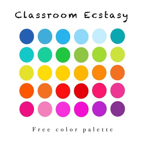 Elementary School Color Palette, Teacher Color Palette, Kidcore Palette, Bright Rainbow Color Palette, Back To School Color Palette, Education Color Palette, Kids Colour Palette, Kidcore Color Palette, Classroom Color Palette