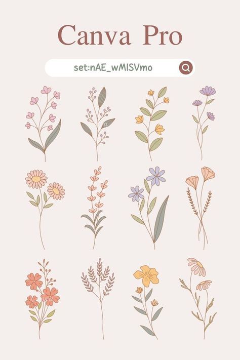 Canva Element Flowers Fill color #templatesfo Planner Sticker Template, Canva Planner, Keyword Elements Canva, Doodle Art Flowers, Canvas Learning, Canva Element, Sticker Template, Pola Sulam, Canva Tutorial